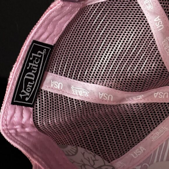 Von Dutch Rhinestone Bling Light Pink SnapBack Trucker Hat 2000s - Picture 10 of 12